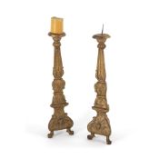 A PAIR OF BAROQUE ALTAR CANDLESTICKS