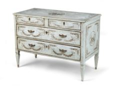 AN ITALIAN BLUE PAINTED COMMODE