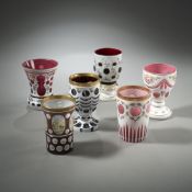 SIX ENAMEL PAINTED GLASSES