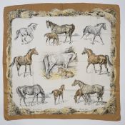 HERMES CARRE SILK SCARF WITH HORSES