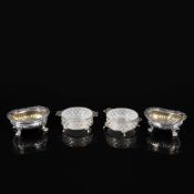 TWO PAIRS OF ENGLISH SALT CELLARS
