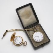 TWO SMALL LADIES' GOLD POCKET WATCHES