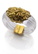 A VINTAGE CHRYSANTHEMUM INNA CITRINE MAGNETIC CLASP BANGLE