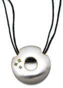 PLATINUM PENDANT WITH SAPPHIRES & TSAVOLITE ON A MULTI-ROW LEATHER CORD CHAIN