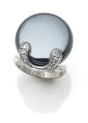 RING WITH HAEMATITE & DIAMONDS