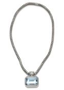 SNAKE CHAIN WITH AQUAMARINE PENDANT