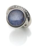 RING WITH STAR SAPPHIRE AND DIAMONDS