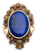 Magnificent neo-baroque brooch with lapis lazuli