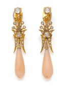Coral diamond earrings