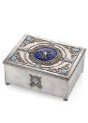 A FINE NEOCLASSICAL PARCEL GILT ENAMELLED AND DIAMOND SET SILVER CASE AND COVER