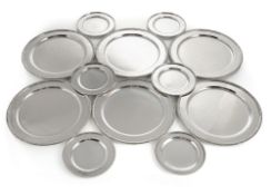 SIX LARGE AND SIX SMALL SILVER PLATES