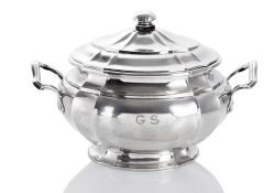 A PARCEL GILT SILVER TUREEN AND COVER