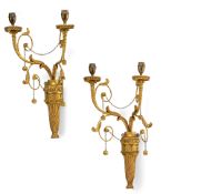 A PAIR OF GILTWOODTWO LIGHT WALL APPLIQUES