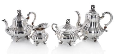 A FOUR PIECE COFFEE AND TEA SILVER SET
