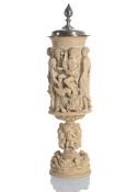 A CARVED IVORY CUP DEPICTING THE APOTHEOSIS OF HERCULES
