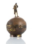 A RENAISSANCE STYLE COCONUT BOX AND COVER