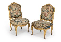 A PAIR OF LOUIS XV GILTWOOD CHAIRS