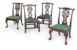 TWO PAIRS OF CHIPPENDALE MAHOGANY CHAIRS