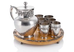 A SILVER AN WOOD WINE SERVICE