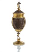 A VERMEIL MOUNTED COCONUT CUP AND COVER