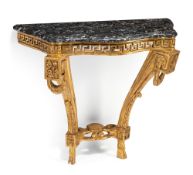 A NEOCLASSICAL CARVED AND GILT WOOD AND MARBLE CONSOLE