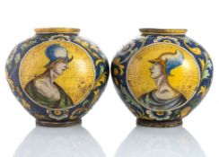 A PAIR OF LARGE SICILIAN MAIOLCA VASES - SO-CALLED 