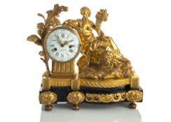 A FINE LOUIS XVI GILT BRONZE AND EBONIZED WOOD PENDULE