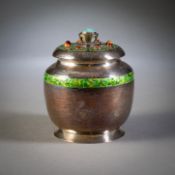 A PARTIAL ENAMELLED SILVER BOX AND COVER