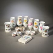 THREE SALT CELLARS, 8 SMALL VASES AND A SCETCH BOOK