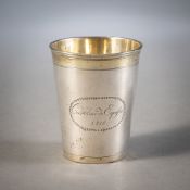 A PARTIAL GILT BAROQUE SILVER BEAKER
