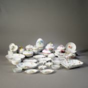 A MIXED LOT OF BOXES AND COVERS, SMALL DISHES, VASES AND OTHERS