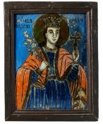 THREE RELIGIOUS REVERSE GLASS PAINTINGS