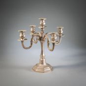 A GERMAN FIVE-LIGHT SILVER CANDELABRA