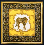 A FRAMED SILK SCARF