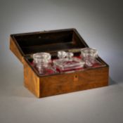 A BRASS MOUNTED WOODEN LIQUEUR BOX