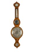 AN ENGLISH METAL AND BRASS MOUNTED KINGWOOD BAROMETER