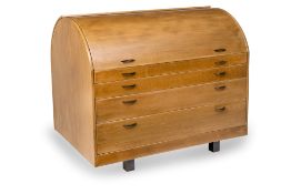 A SURFACE GRAINED MID-CENTURY CYLINDER BUREAU