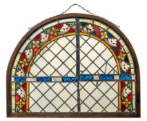 A PAINTED LEAD GLASS WINDOW