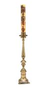 A LARGE BRONZE ALTAR CANDLESTICK