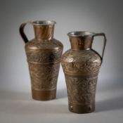 TWO COPPER AND ZINC WATER JARS
