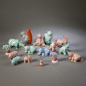 16 POLYCHROME PAINTED PORCELAIN ANIMALS