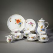 A MEISSEN FLORAL AND INSECT PATTERN COFFEE SERVICE