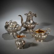 AN ENGLISH SILVERPLATED COFFEE AND TEA SERVICE