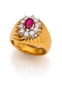 A RUBY AND DIAMOND RING