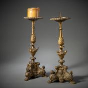 A PAIR OF ITALIAN ALTAR CANDLESTICKS