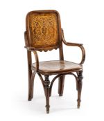 A  DECORATIVE BEECHWOOD ARM CHAIR