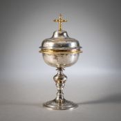 A PARTIAL GILT SILVER CIBORIUM