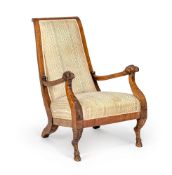 A GERMAN CARVED FRUITWOOD ARMCHAIR