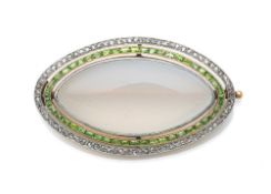 MOONSTONE DIAMOND BROOCH