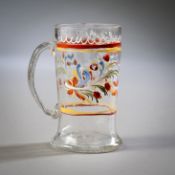 A SMALL ENAMEL PAINTED GLASS BEAKER